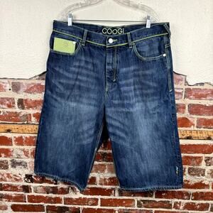 Vintage COOGI Shorts Size 40 Dark Wash Ultra Baggy Embroidered Kangaroo Jorts